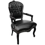 Baroque armchair - Louis XV style - Black frame- Black faux leather - Dining armchair - living room furniture - classic furniture - MACE