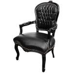 Baroque armchair - Louis XV style - Black frame- Black faux leather - Dining armchair - living room furniture - classic furniture - MACE
