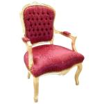 Baroque Louis XV style - Armchair - Gold/Red - Classic furniture -all rooms furniture - Red satin fabric - MACE