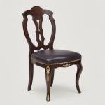 MACE Heritage – Louis XV Baroque Chair in Brown Beechwood with Dark Faux Leather Seat and Brass Details