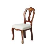 MACE Heritage – Louis XV Baroque Chair with Lyre Back, Inlay Detail, White Upholstery and Gold Accents