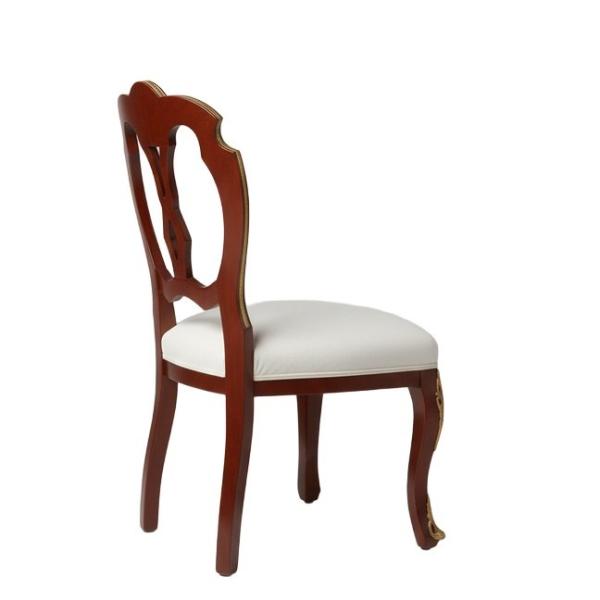 MACE Heritage – Louis XV Baroque Chair with Lyre Back, Inlay Detail, White Upholstery and Gold Accents