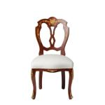 MACE Heritage – Louis XV Baroque Chair with Lyre Back, Inlay Detail, White Upholstery and Gold Accents