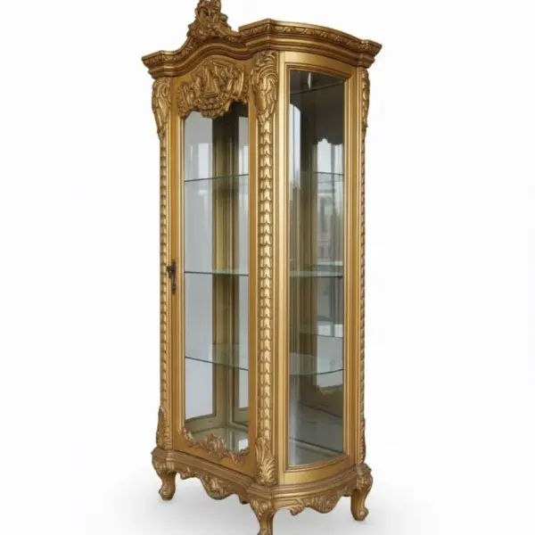 MACE Heritage - Luxury baroque gold vitrine-Handmade-3 Glass shelves-Lined mirror-Solid wood - Handmade - Baroque furniture