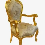MACE Heritage – Barock Sessel – Handgeschnitzter Goldrahmen mit gold-champagnerfarbener Brokatpolsterung