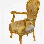 MACE Heritage – Barock Sessel – Handgeschnitzter Goldrahmen mit gold-champagnerfarbener Brokatpolsterung