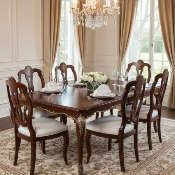 MACE Heritage – Louis XV Baroque Chair with Lyre Back, Inlay Detail, White Upholstery and Gold Accents
