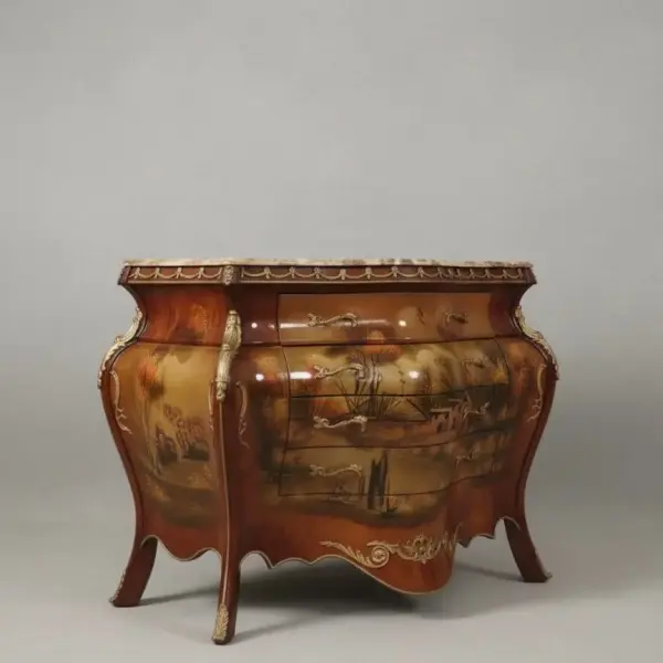 MACE Heritage – Luxury “Monster Baroque Boombi” Commode – Hand-Painted & Handmade – Natural Beige Marble – 3 Drawers - 124cm