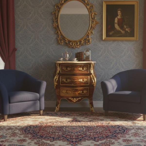 MACE Heritage – Barocke Beistellkommode mit Marmorplatte und Messingdetails