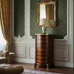MACE Heritage - Baroque style chest drawer cabinet - Marquetry - Brown color - Beige marble - Gold brass - Classic living furniture LOUIS XVI