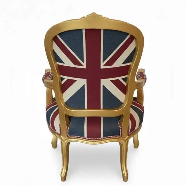MACE Heritage - Baroque armchair - Union Jack design - Living room - Classic furniture - Gold/Union Jack