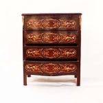 Barockstil - Kommode - Barockschrank Louis XV antiker Stil - Braun/Marketerie/Messing - Klassische Möbel - Wohnzimmermöbel - MACE