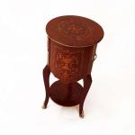 MACE - Barque Louis XV side table - Round shape - Brown color - Bras - Three small drawers - Marquetry