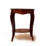 MACE - Barque Louis XV side table - Rectangle shape - Brown color - Brass - One drawer -One shelf - Marquetry