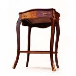 MACE - Barque Louis XV side table - Rectangle shape - Brown color - Brass - One drawer -One shelf - Marquetry