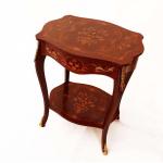 MACE - Barque Louis XV side table - Rectangle shape - Brown color - Brass - One drawer -One shelf - Marquetry