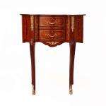 MACE- Barockstil Louis XVI - Nierenförmiger Beistelltisch - Zwei Schubladen - Intarsien - Farbe braun - Messing
