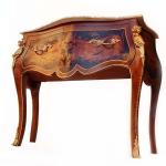 Barockkommode Louis XV- Braun - Messing - Intarsien - Beige Marmor - Klassische Möbel - 115cm - MACE