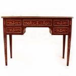 MACE Heritage - Baroque Writing Desk with Leather Top - Marquetry and Five Drawers - Brown color