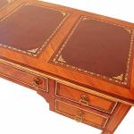 Baroque Inlaid Writing Desk with Leather Top and Five Drawers