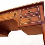 Baroque Inlaid Writing Desk with Leather Top and Five Drawers