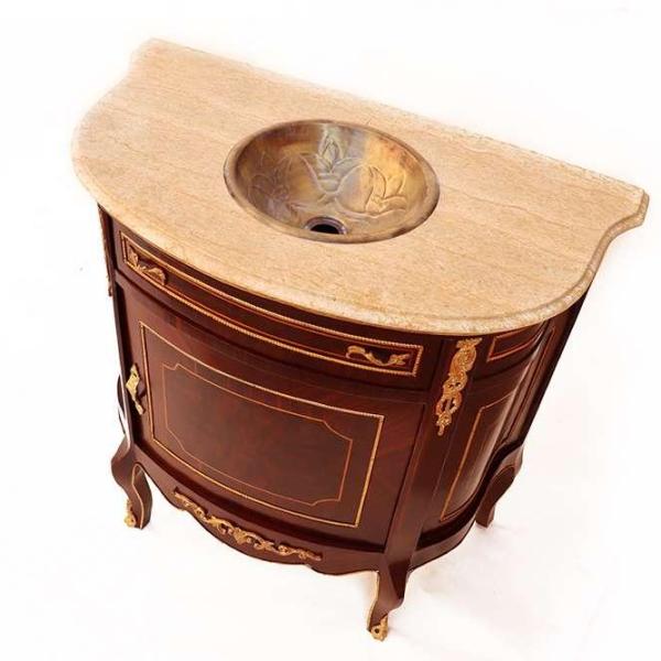 Baroque style - Brass washbasin cabinet with beige marble - Brass - Colour brown - MACE