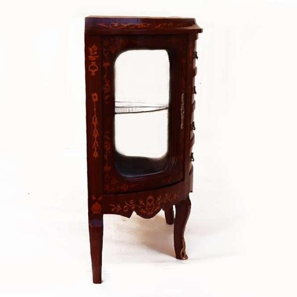 MACE - Barocke Anrichte/Kommode im Louis xv Stil - Braun/Messing - Vier Schubladen - Beige Marmor - Zwei Glastüren