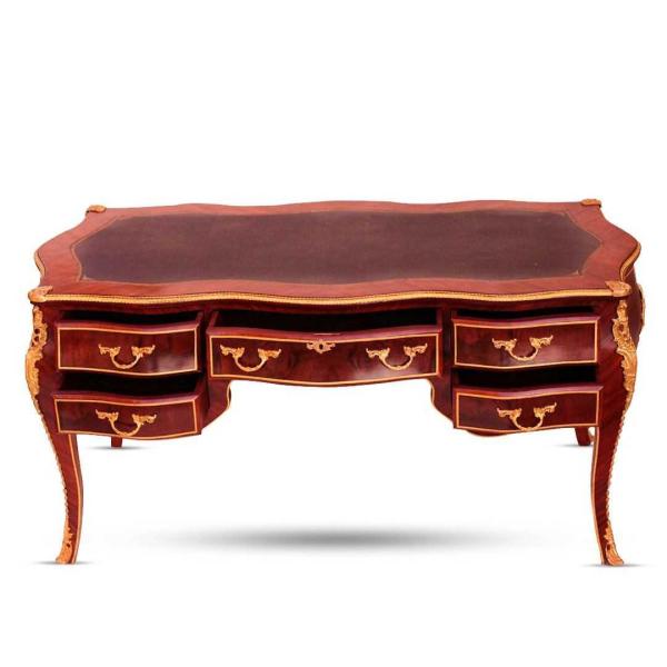 MACE Heritage - Schreibtisch Louis XV. Stil, mit eingefasster Lederschreibunterlage und hochwertigen Kupferverzierung