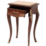 Baroque side table antique style Louis XV - Brown colour - Beige Marble - Classic furniture - One drawer - Gold copper - For all rooms - MACE