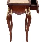 Baroque side table antique style Louis XV - Brown colour - Beige Marble - Classic furniture - One drawer - Gold copper - For all rooms - MACE