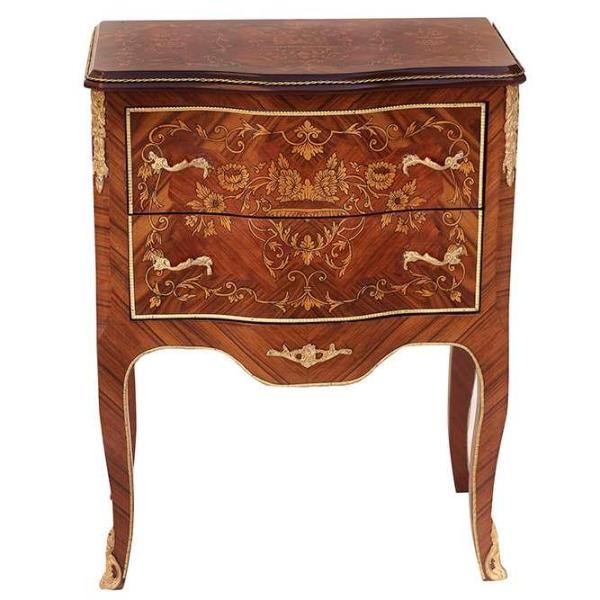 Baroque Louis XV - Commode - Chest of drawers - Brown colour - Classic furniture - All rooms furniture - Marquetry - Two drawers - MACE