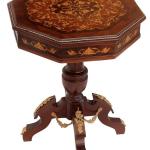MACE - Barocker Beistelltisch im Stil Louis XV - Sechseckiger Beistelltisch - Farbe braun - Messing - Intarsien - Durchmesser 60cm