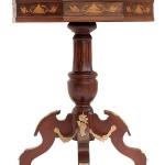 MACE - Barocker Beistelltisch im Stil Louis XV - Sechseckiger Beistelltisch - Farbe braun - Messing - Intarsien - Durchmesser 60cm