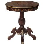 MACE Heritage - Table d’appoint Louis XV / baroque – laiton, marqueterie, rouge, brun