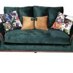 Modern sofa two seaters, Velvet fabric high quality materials, Dark green