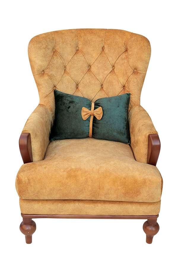 Modern armchair Wingback, Camel colour