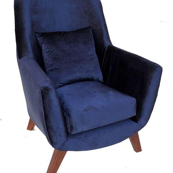 Moderner Samtsessel, in Navyblau