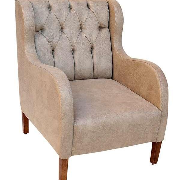 Buttoned Modern armchair, light coffee colour