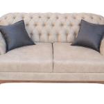 Buttoned Modern two seaters, light coffee colour, Velvet