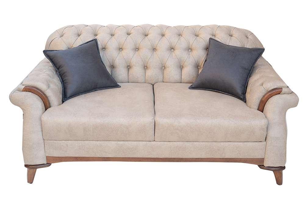 Buttoned Modern two seaters, light coffee colour, Velvet