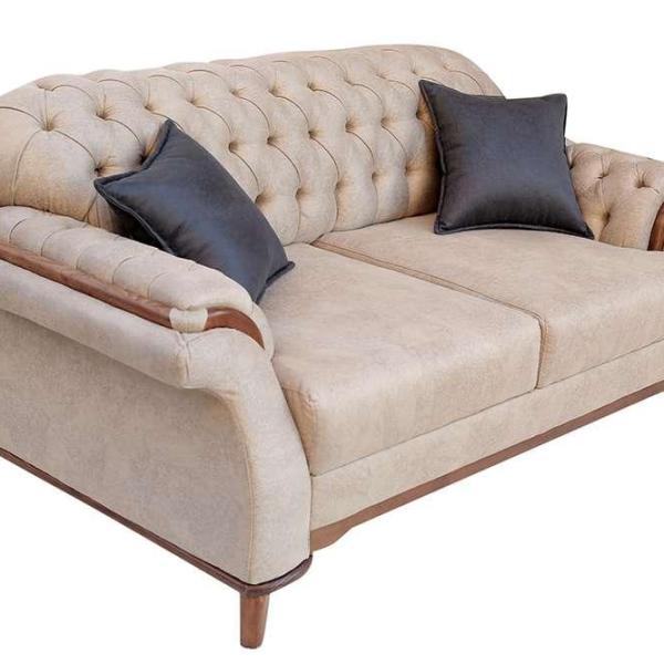 Buttoned Modern two seaters, light coffee colour, Velvet