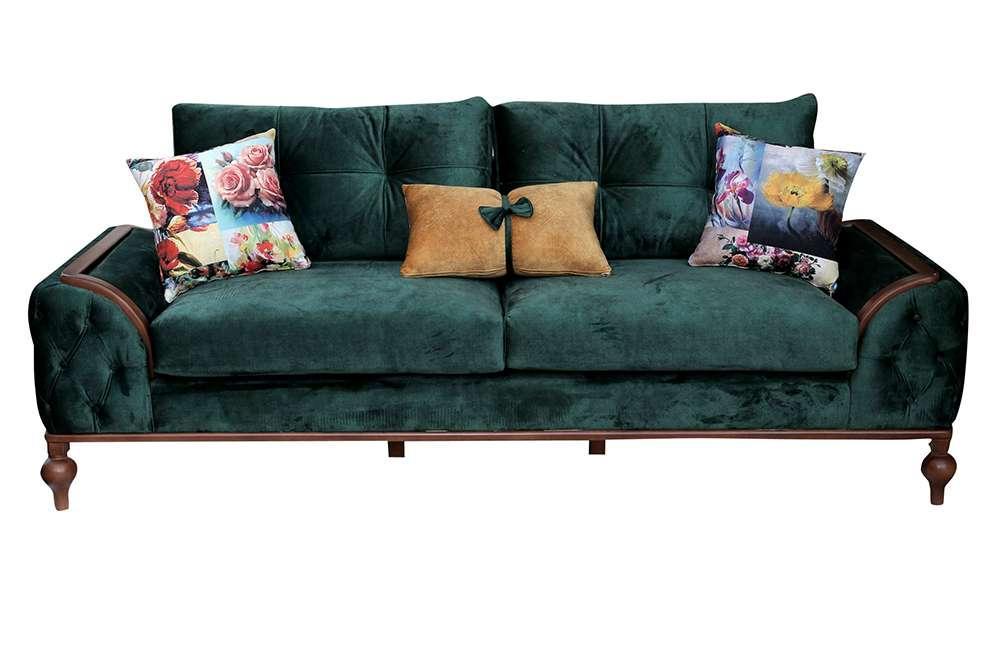 Modern sofa two seaters, Velvet fabric high quality materials, Dark green