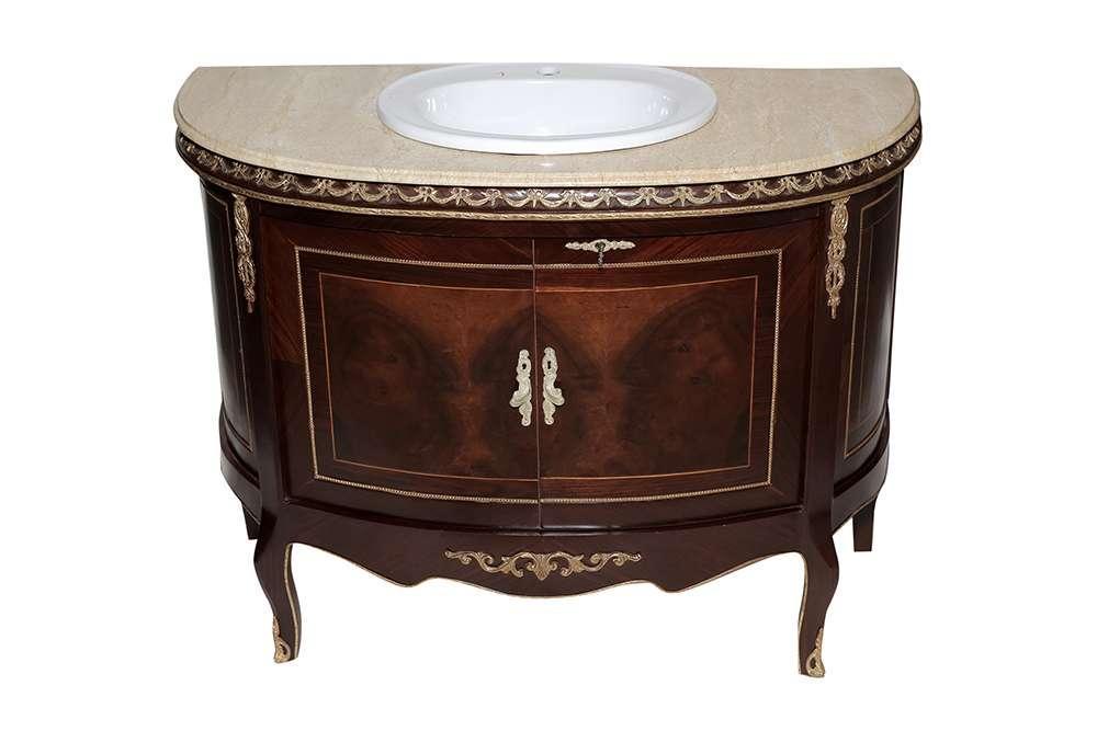Baroque Style - Porcelain Washbasin Cabinet - Beige Marble - Brass - Colour Brown - Bathroom furniture - Classic furniture - MACE