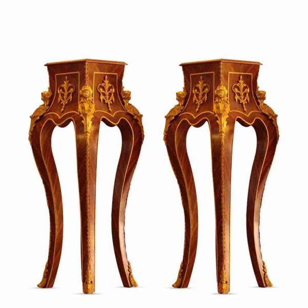 Baroque style stand - Louis XVI style - Brown color/Brass/Gold - Classic furniture - Living Room furniture - MACE