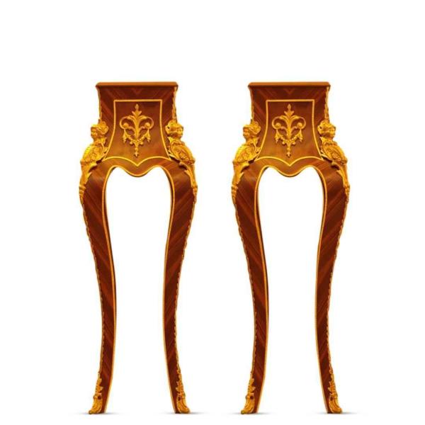 Baroque style stand - Louis XVI style - Brown color/Brass/Gold - Classic furniture - Living Room furniture - MACE