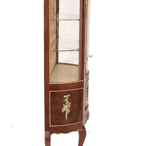 Baroque display Cabinet style - Louis XV - Brown/Beige Marble - Gold fabric - Antique Style - Classic furniture - MACE