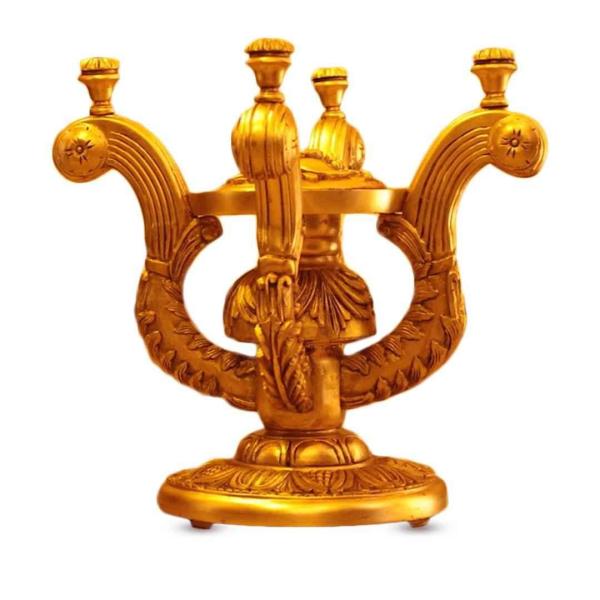 MACE - Baroque Louis XVI style - Round glass dinning table shape - Gold color - Handmade - 4 Persons - 110 dm