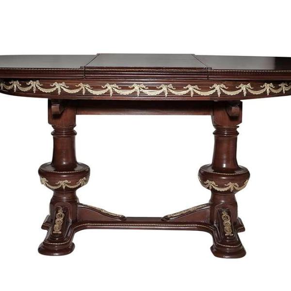 MACE - Luxurious baroque Louis XVI style - Oval shape -Dinning table - Brown color - Brass - Marqutray - 6 Persons - 200cm Extendable