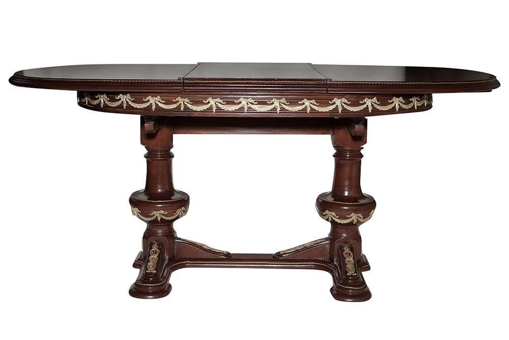 MACE - Luxuriöser barocker Louis XVI Stil - Rechteckiger Esstisch Form - Braune Farbe - Messing - Marqutray - 6 Personen - 200cm Ausziehbar