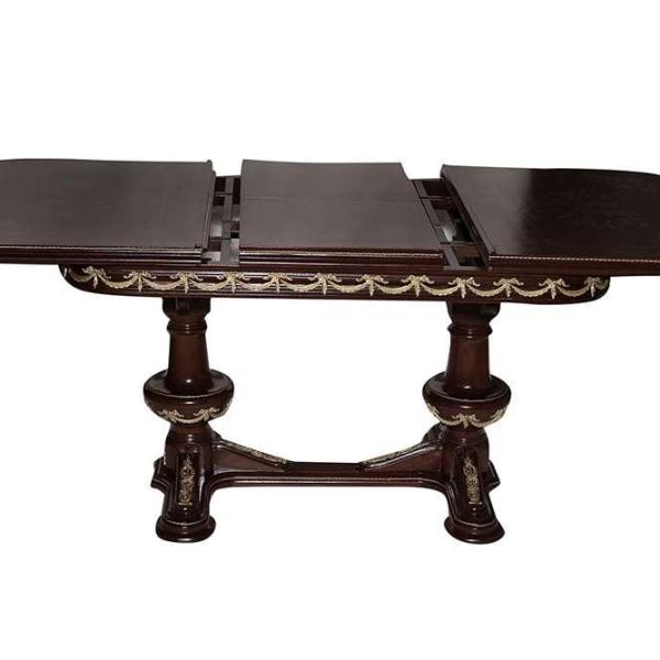 MACE - Luxuriöser barocker Louis XVI Stil - Rechteckiger Esstisch Form - Braune Farbe - Messing - Marqutray - 6 Personen - 200cm Ausziehbar